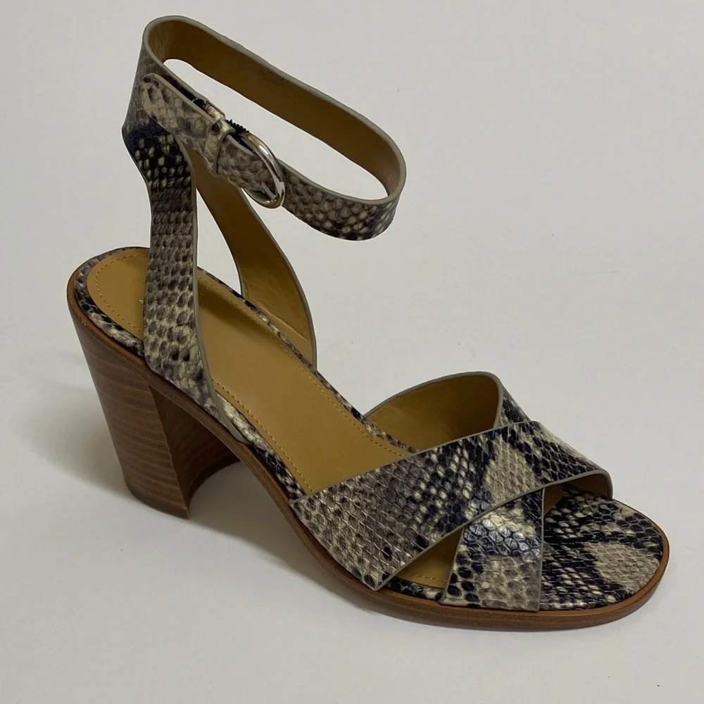 Marc Fisher LTD Orla Snake Print Sandals with Stacked Heel Size 8M
